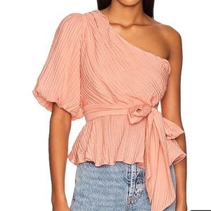 NWT MINKPINK Women’s Vera One Shoulder Top in Rose Size S